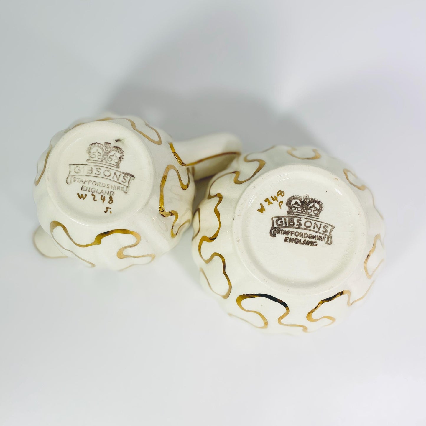 RARE !! Gibsons Numbered Staffordshire England Creamer Open Sugar Bowl Set