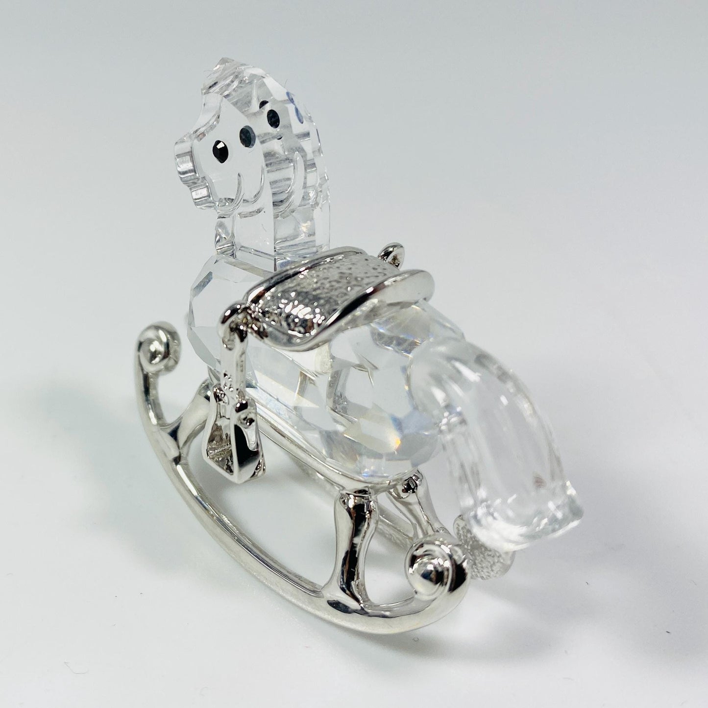 Swarovski Crystal Mini Rocking Horse Silver Rhodium Gabriele Stamey Retired Vtg