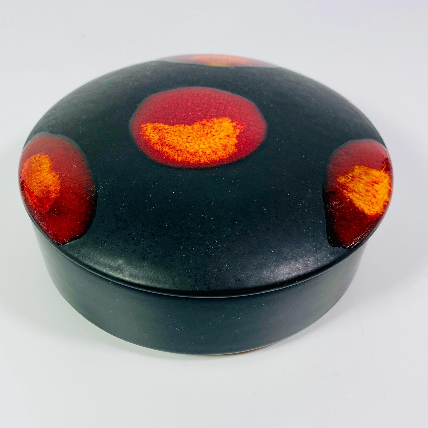 RARE !! Poole pottery lava drip volcano galaxy round trinket with lid