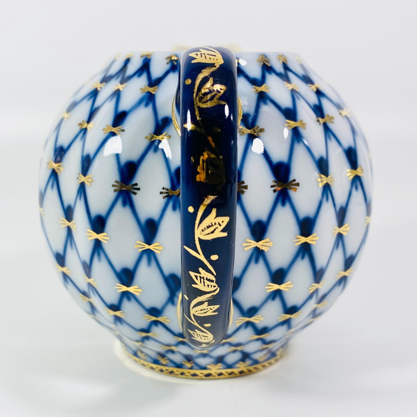 Lomonosov Imperial Porcelain Cobalt Net CREAMER Russian Bone China LFZ Blue 22k