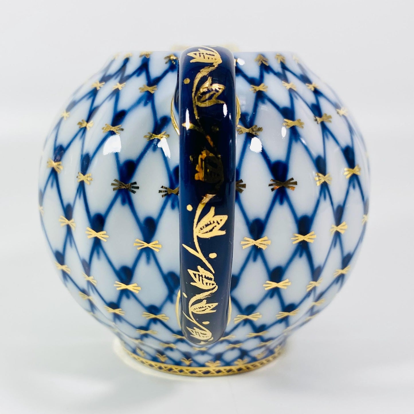 Lomonosov Imperial Porcelain Cobalt Net CREAMER Russian Bone China LFZ Blue 22k