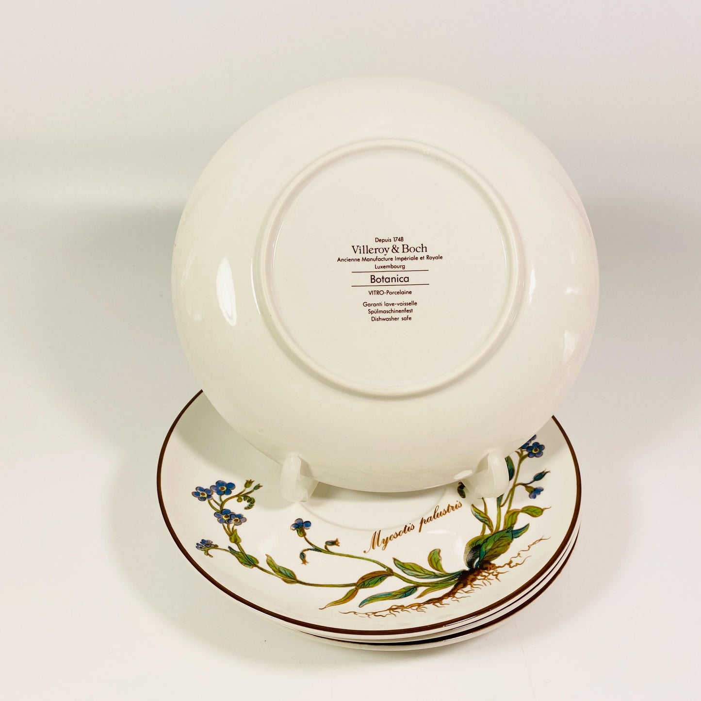 Set of 4 Villeroy & Boch Botanica Myosotis Palustris w/root Saucers 6" Plates