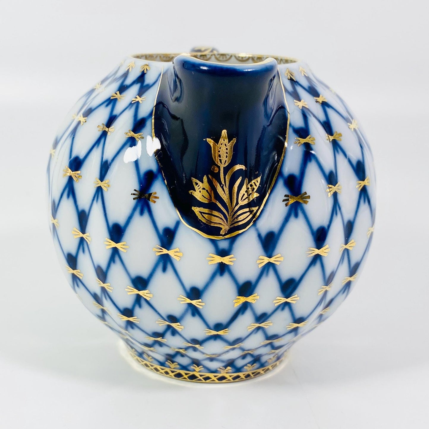 Lomonosov Imperial Porcelain Cobalt Net CREAMER Russian Bone China LFZ Blue 22k