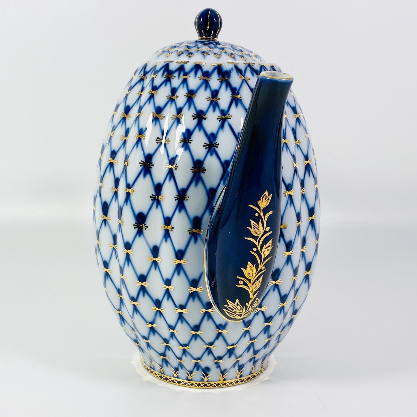 Imperial Porcelain Cobalt Net Coffeepot LFZ Lomonosov Porcelain