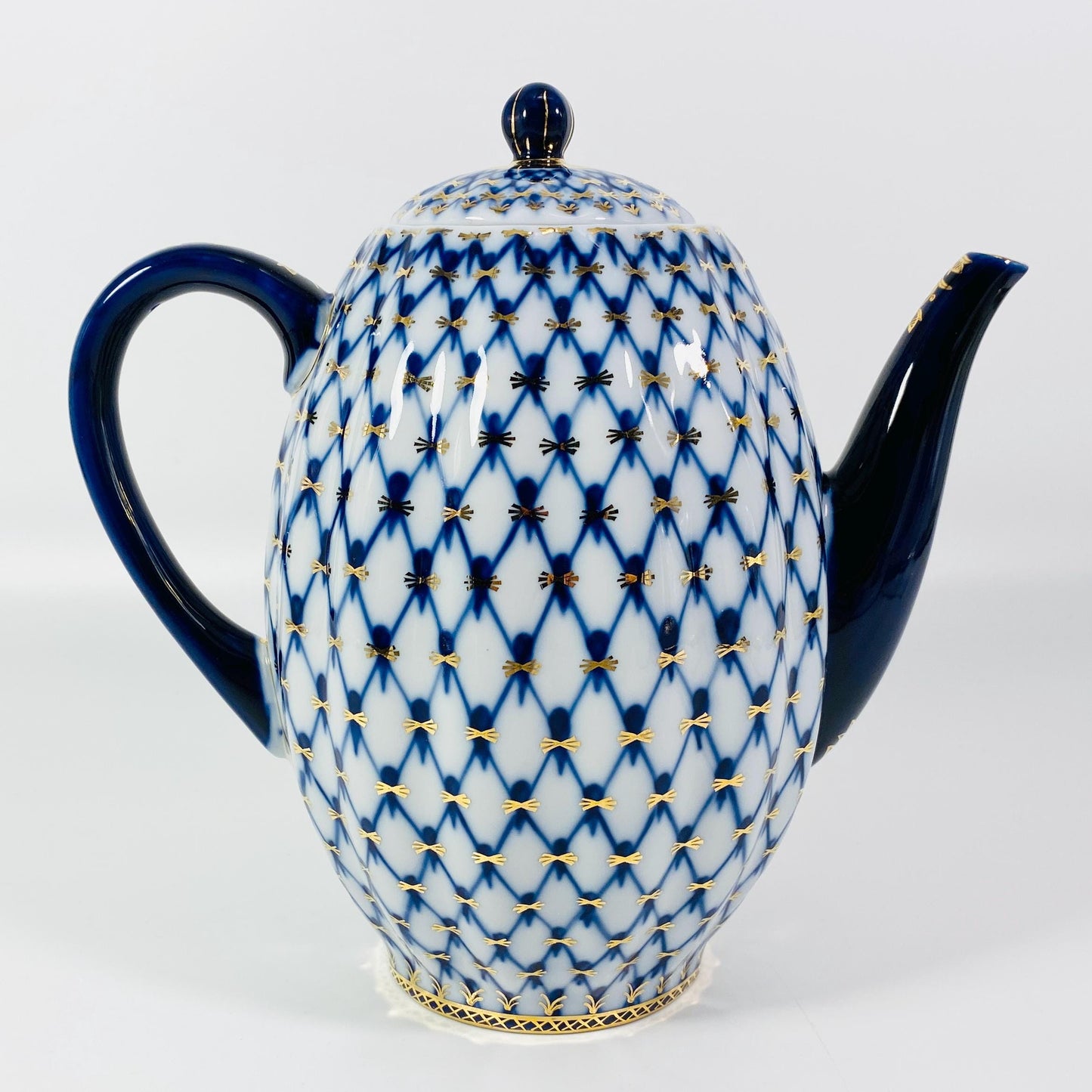 Imperial Porcelain Cobalt Net Coffeepot LFZ Lomonosov Porcelain