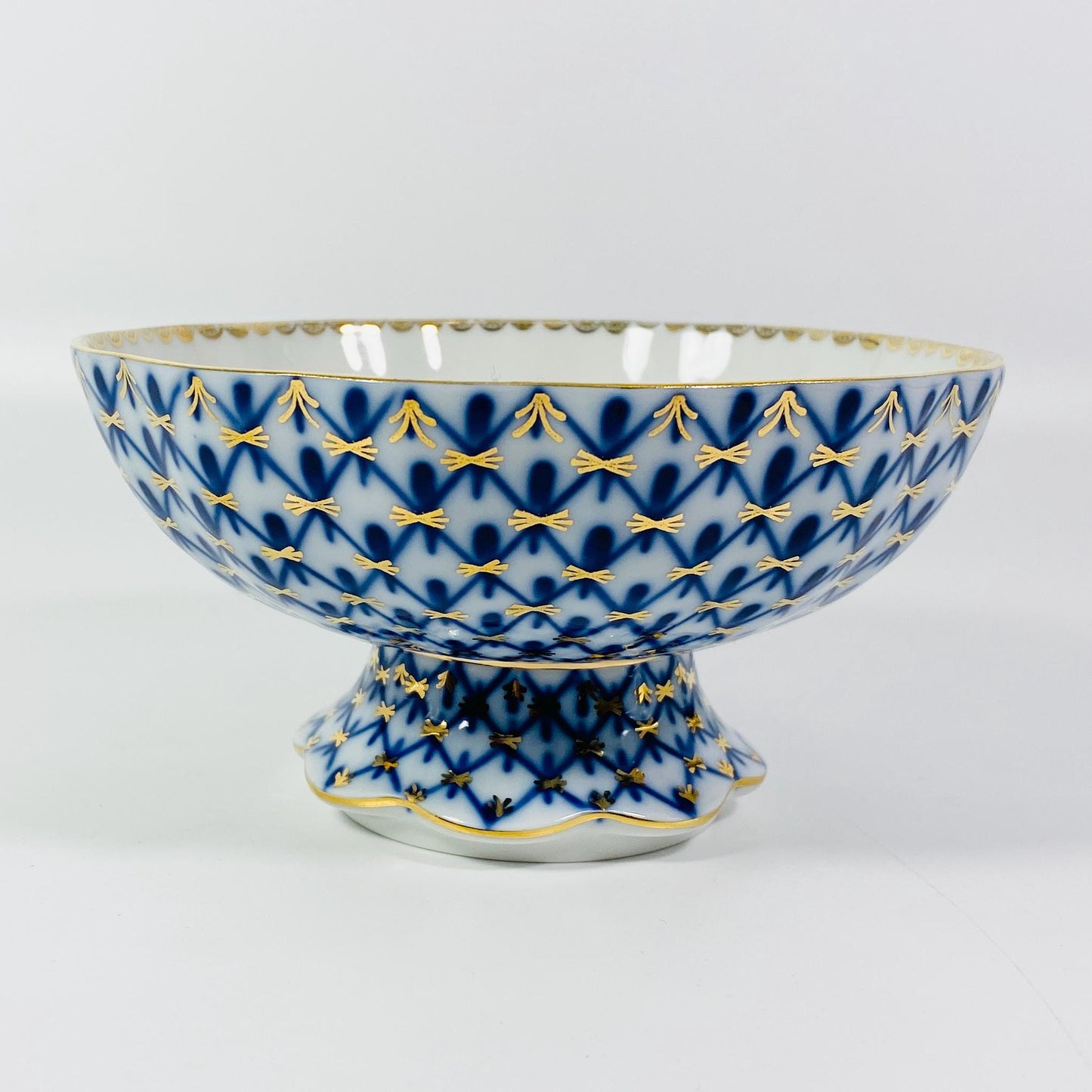 Lomonosov Porcelain Candy Ice Cream Vase Tulip Cobalt Net footed bowl