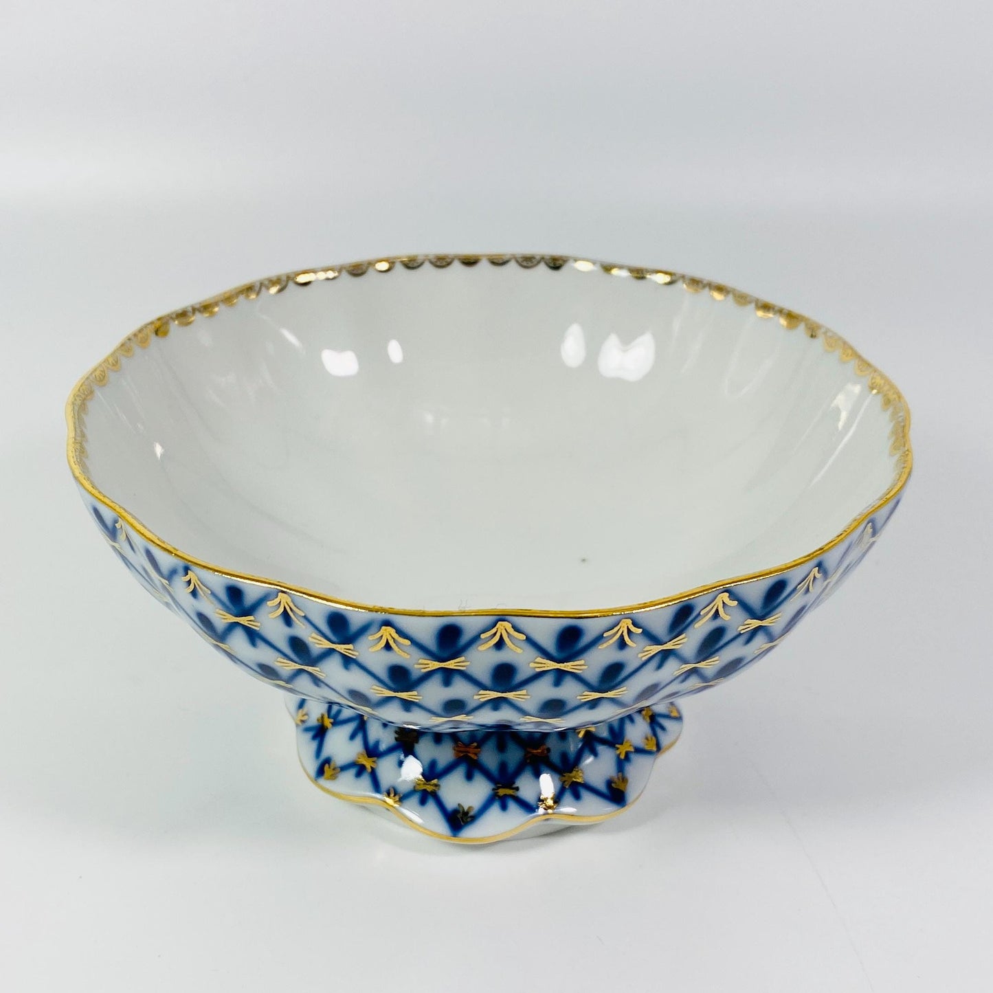 Lomonosov Porcelain Candy Ice Cream Vase Tulip Cobalt Net footed bowl