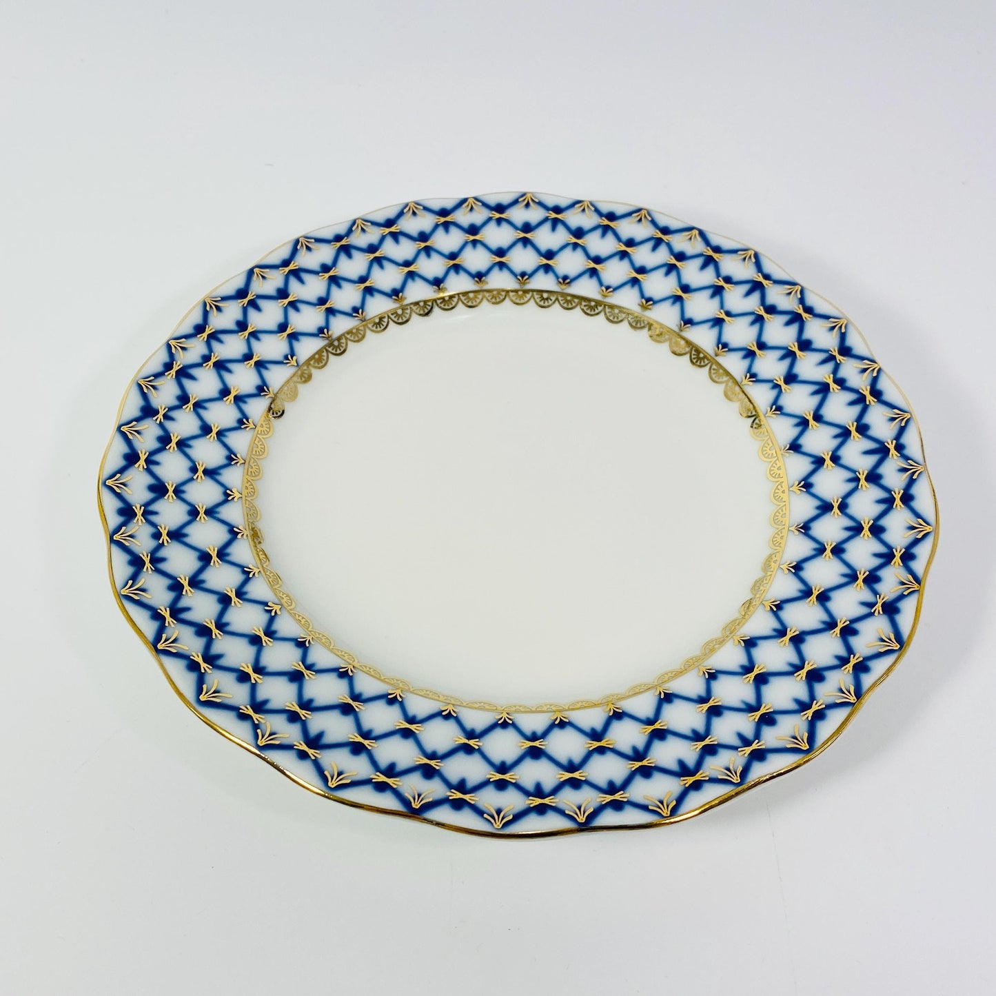Lomonosov Imperial Russian Porcelain Cobalt Plate 7” Bread Plate Blue Gold