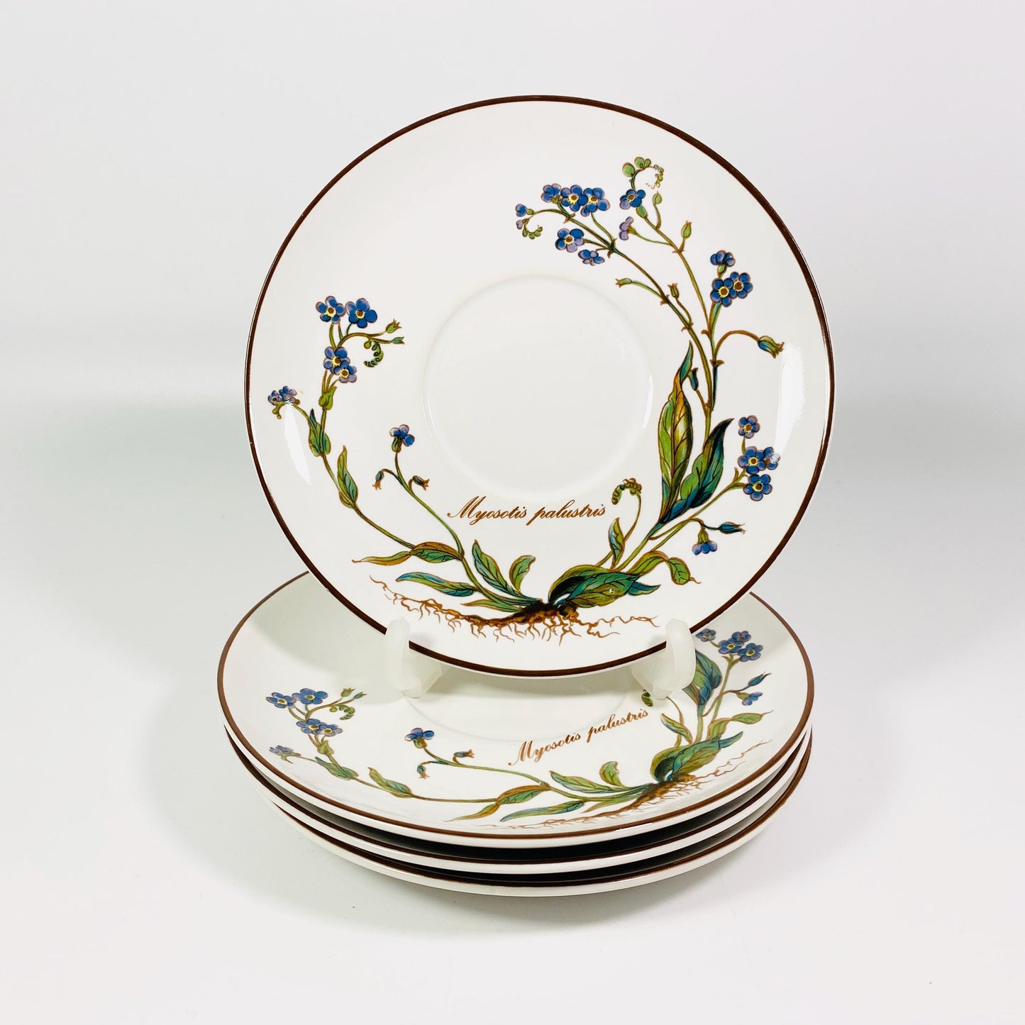 Set of 4 Villeroy & Boch Botanica Myosotis Palustris w/root Saucers 6" Plates