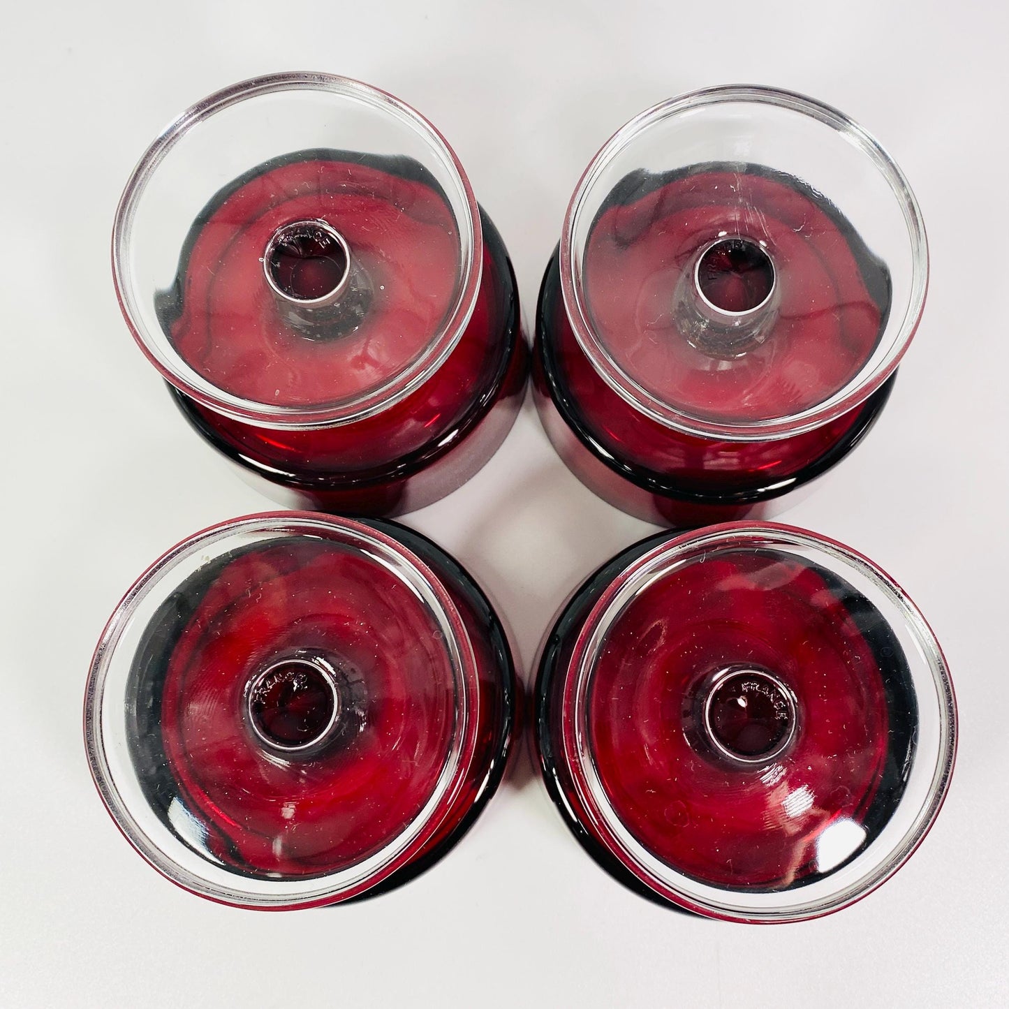 4 Arcoroc Cristal D’Arques Luminarc CAVALIER RUBY RED Glass Dessert Champagne