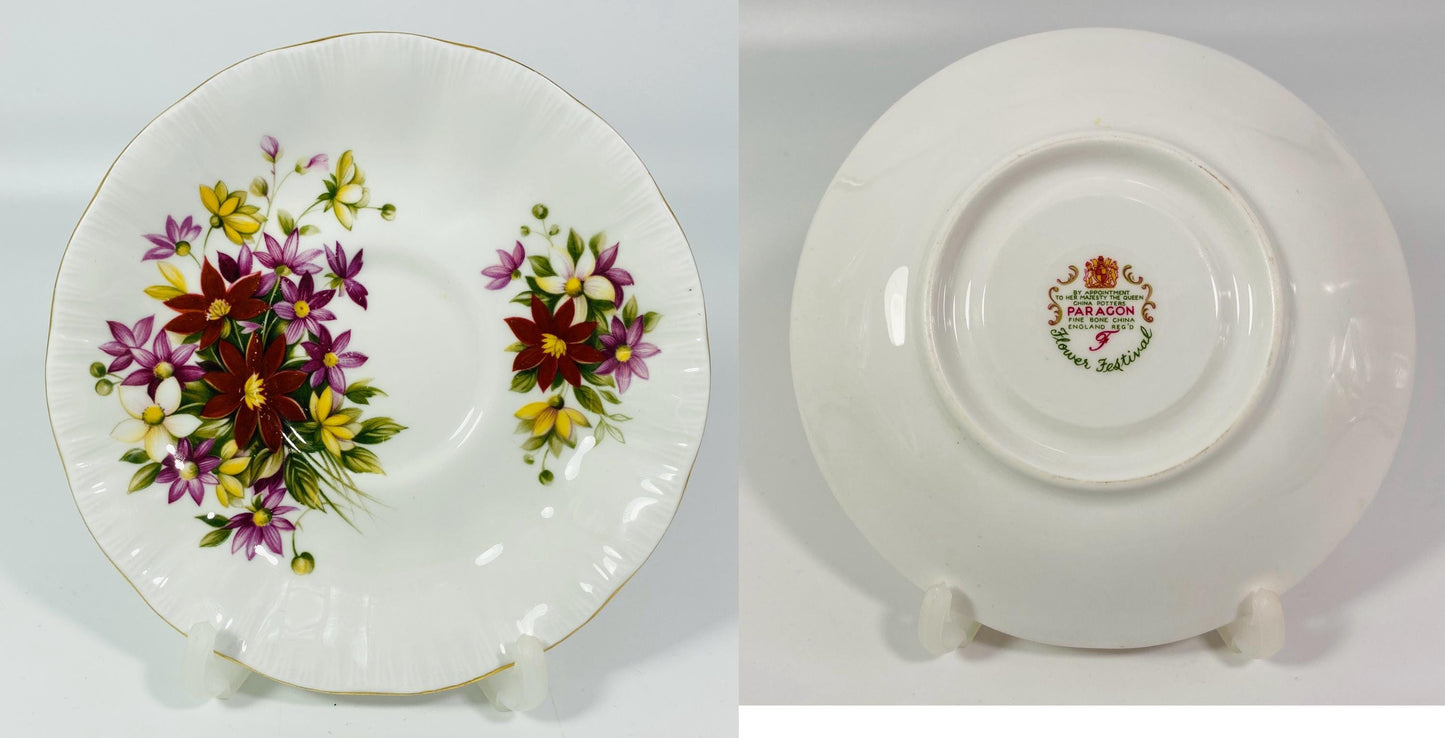 Vintage orphaned saucers of Paragon, Shelley, Elizabethan & Spode