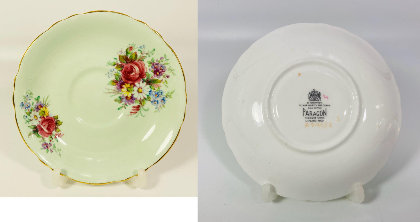Vintage orphaned saucers of Paragon, Shelley, Elizabethan & Spode