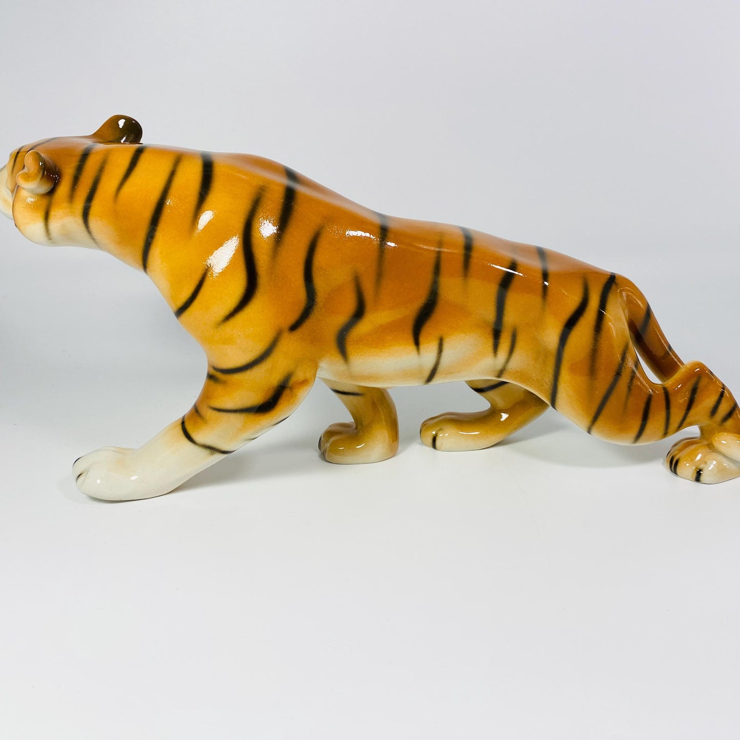 Original Royal Dux Bohemian Porcelain STALKING TIGER Figurine - 12" Long