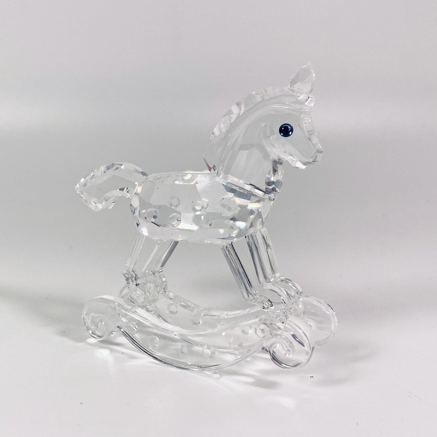 Swarovski Crystal Rocking Horse Figurine w/ Box Retired Clear Glass