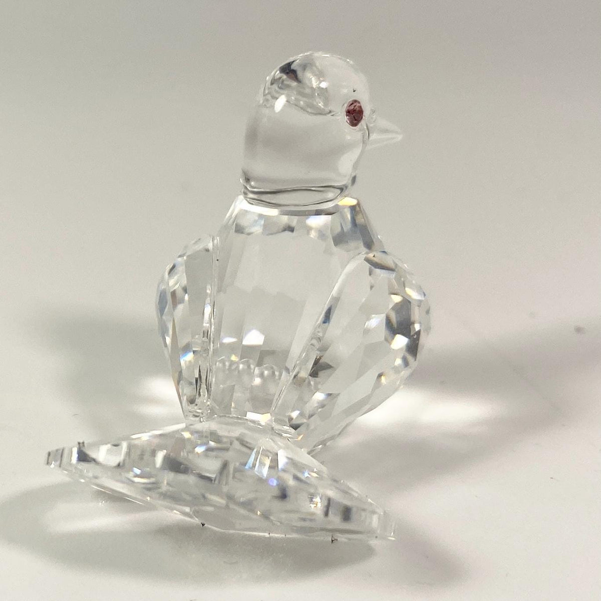 Swarovski Crystal Turtle Dove Bird Figurine Pink Eyes Fan Tail Retired Austria