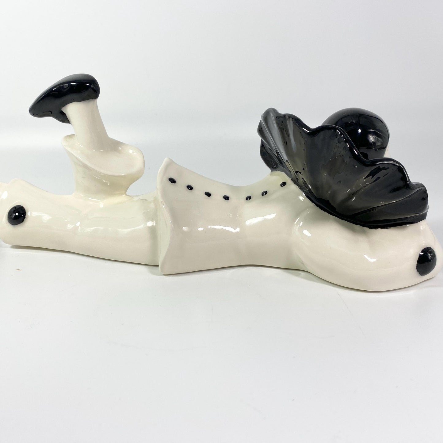 Vintage Ceramic French Meme Clown Pierrot Harlequin Mime Figurine Reclining 11"