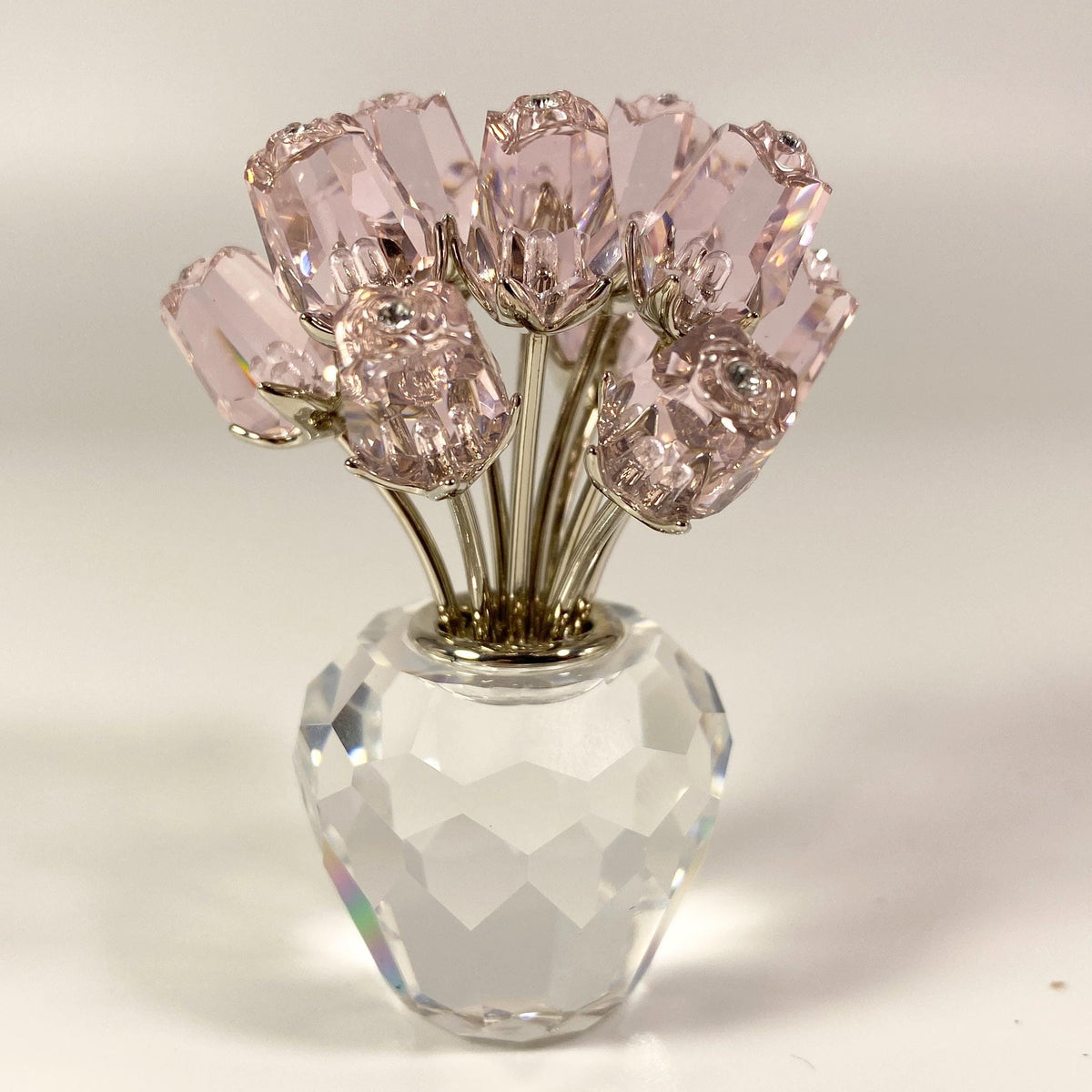 Swarovski 628343 A Dozen Pink Roses Crystal Figurine Bouquet Vase box & CoA