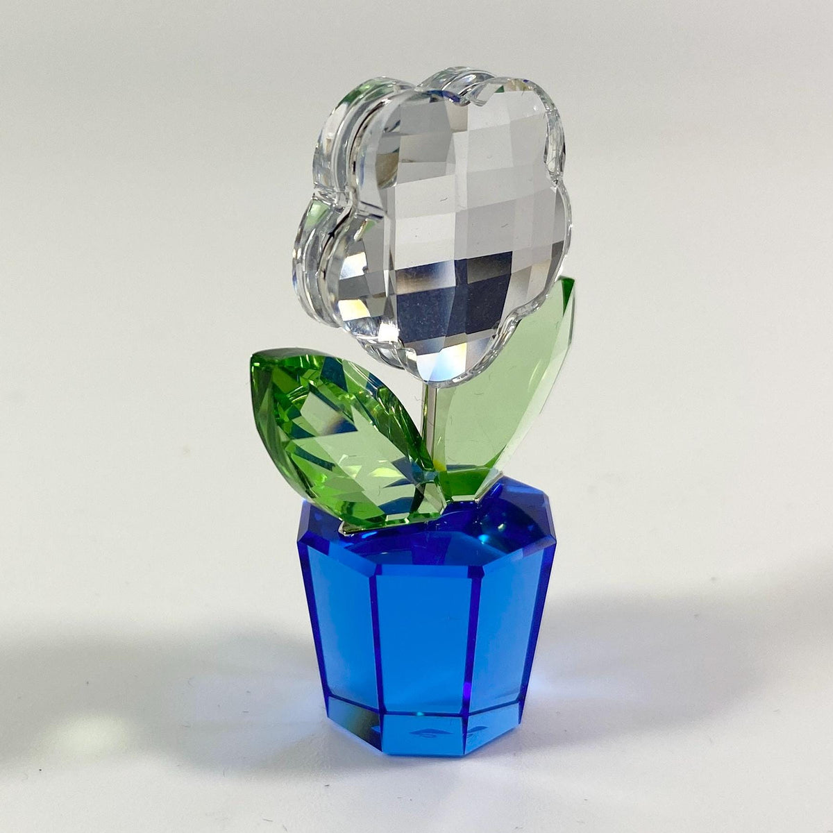 Swarovski Crystal 9460 000 121 Happy Flower 296598 Clear In Blue Pot In Box