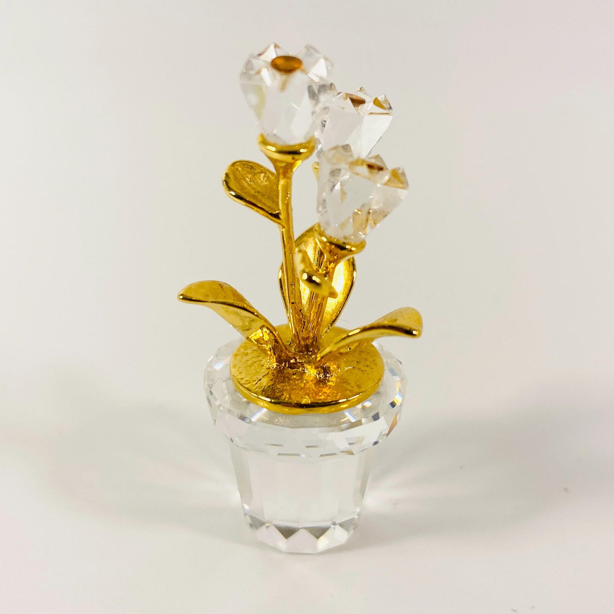 Swarovski Crystal Memories small Figurine #208885 Classic Gold Flower Pot Tulips