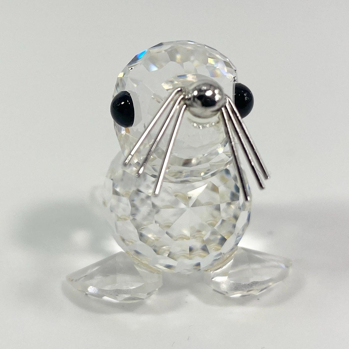 Swarovski Crystal BABY SEAL Figurine w Metal Whiskers Retired Box COA