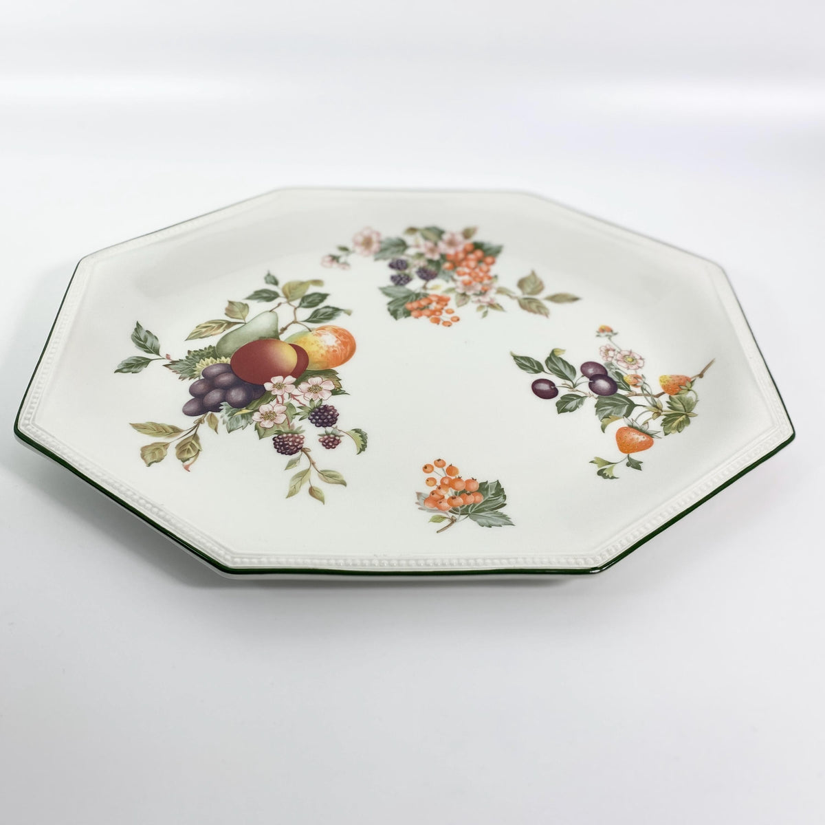 Johnson Bros Fresh Fruit Octagonal Serving Platter Plate Green Rim England