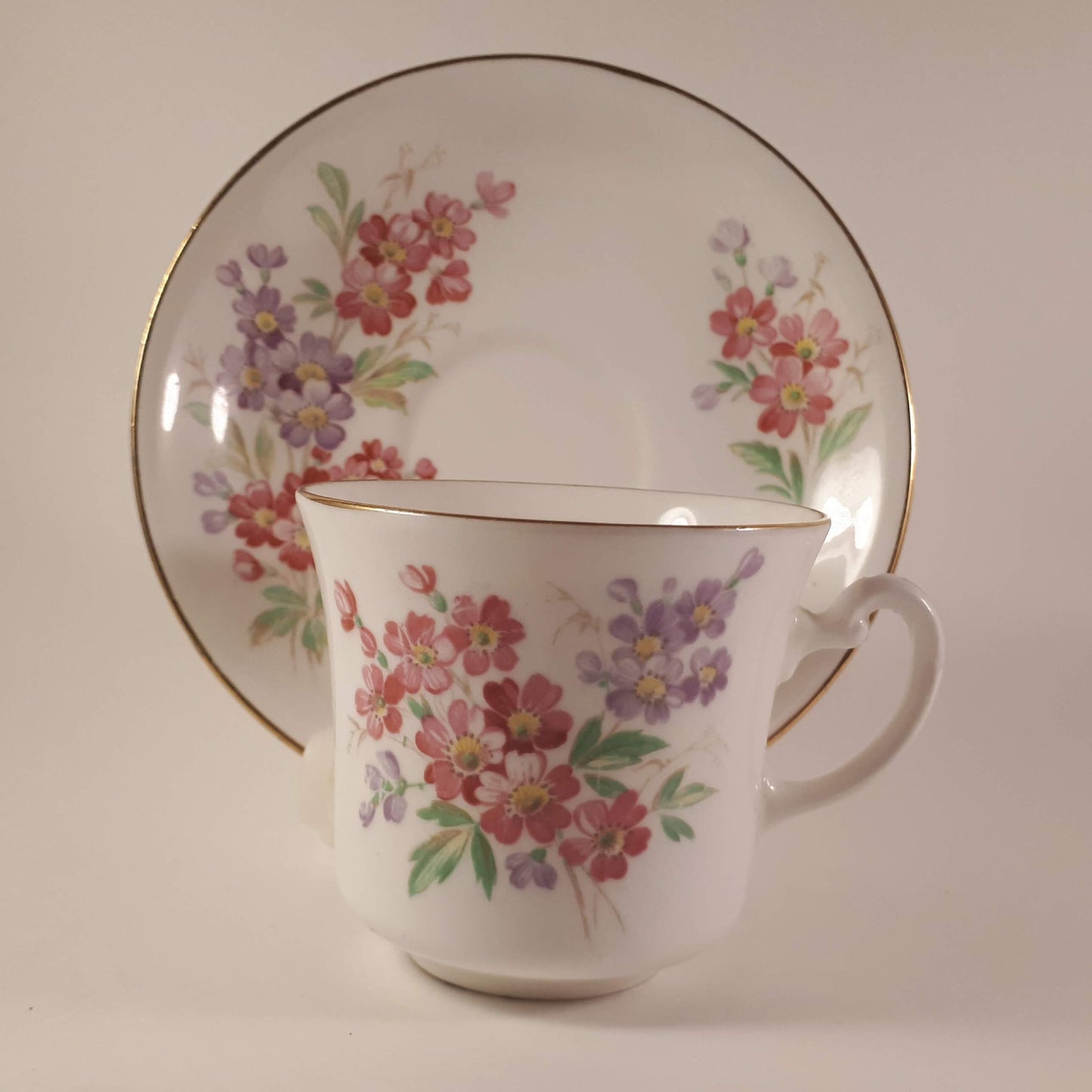 Vintage VALE Bone China ~ Pink & Purple Flowers 1551 ~ ENGLAND