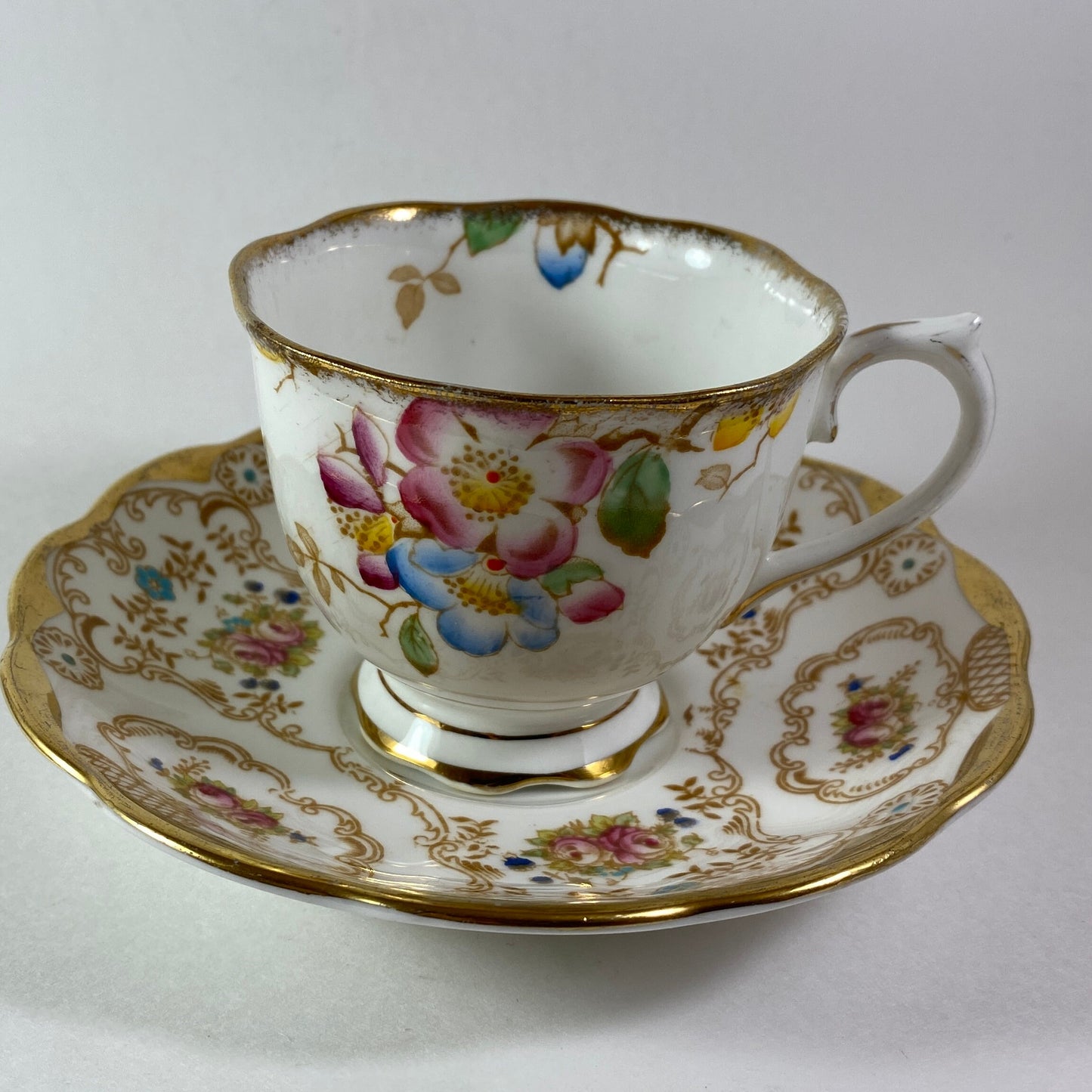 Vintage Royal albert pink floral with gold bone china teacup and saucer