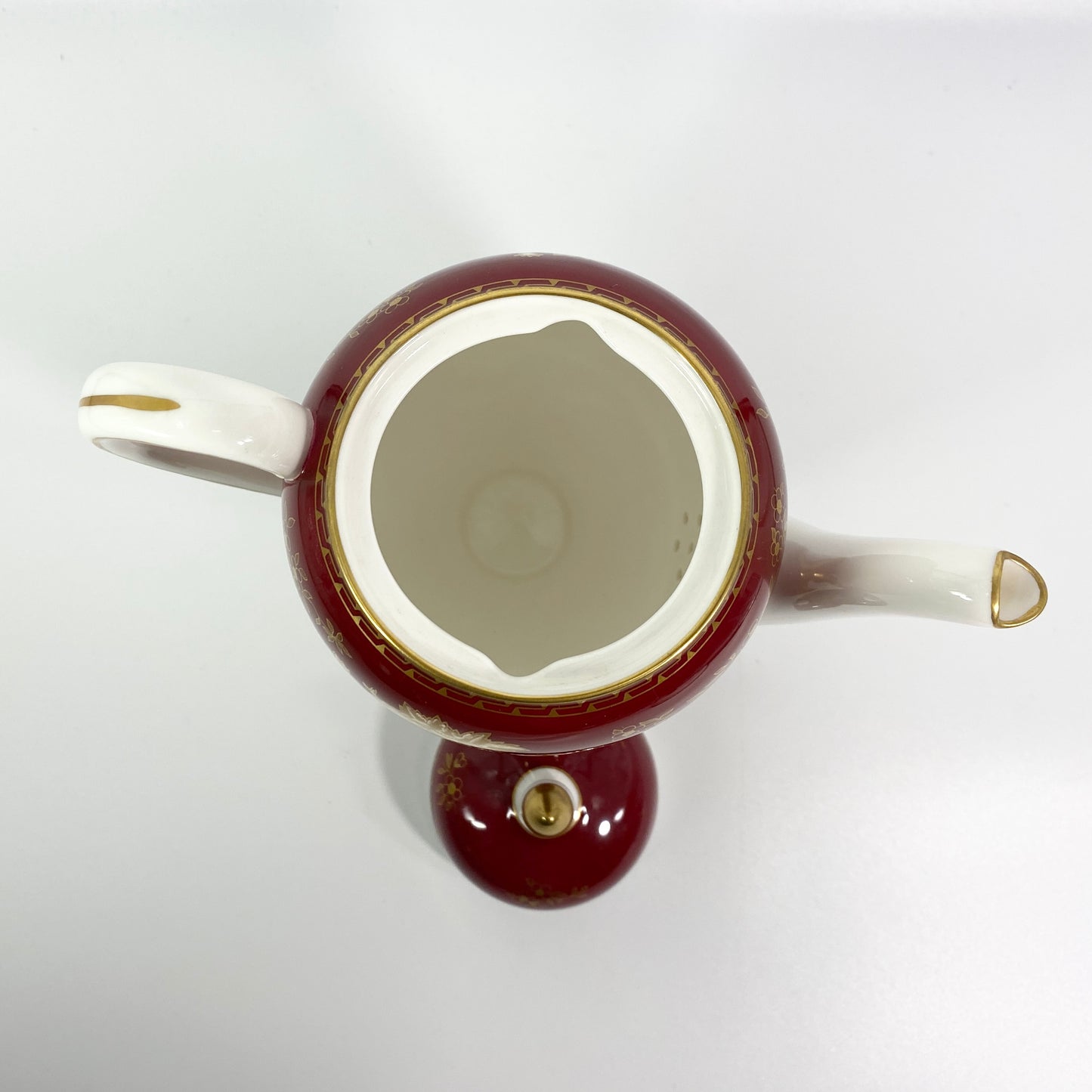 VTG Wedgwood Ruby Tonquin England Red Gold Floral Scalloped Coffee Tea Pot