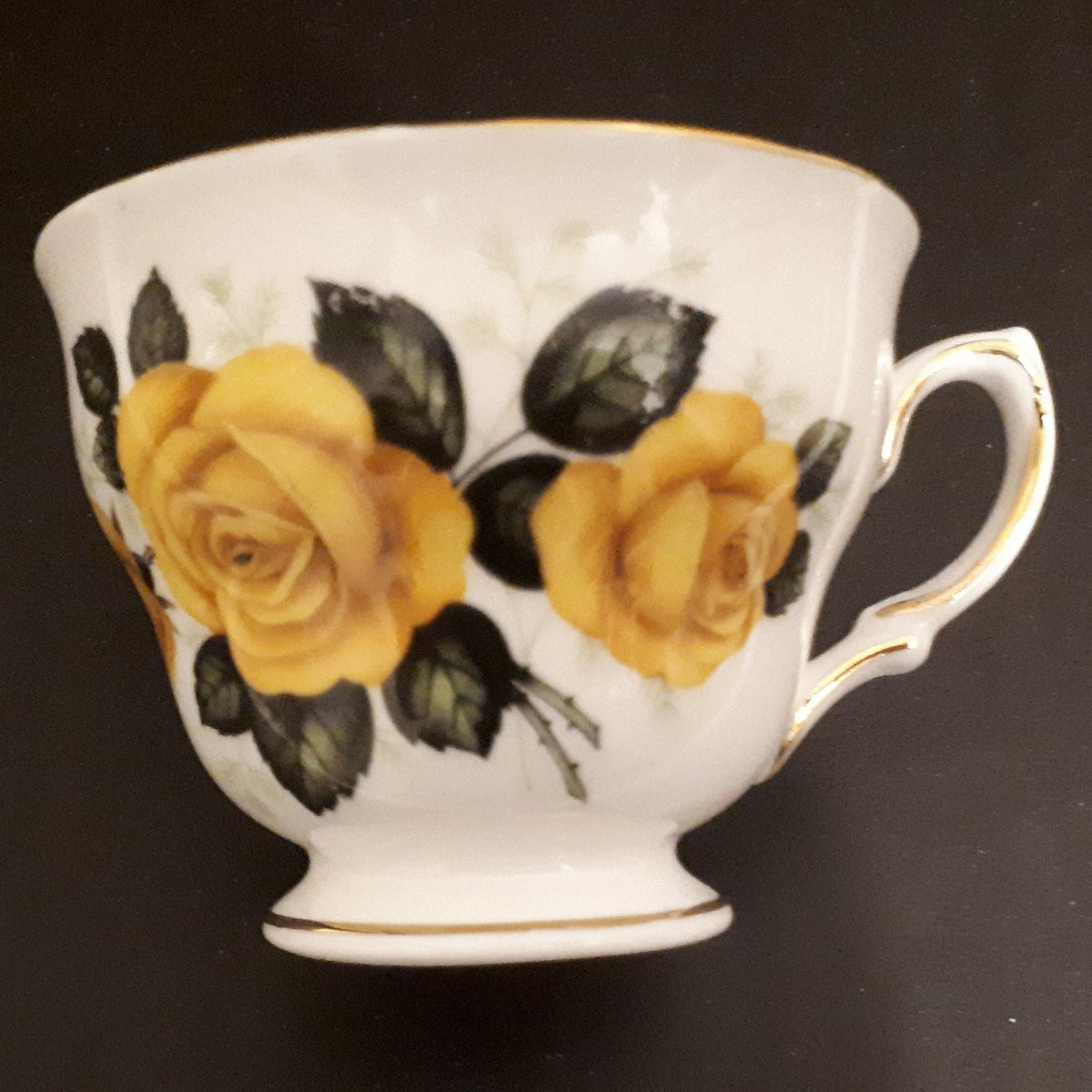 Royal Vale Queen Anne Bone China Tea Cups, Yellow Roses, England