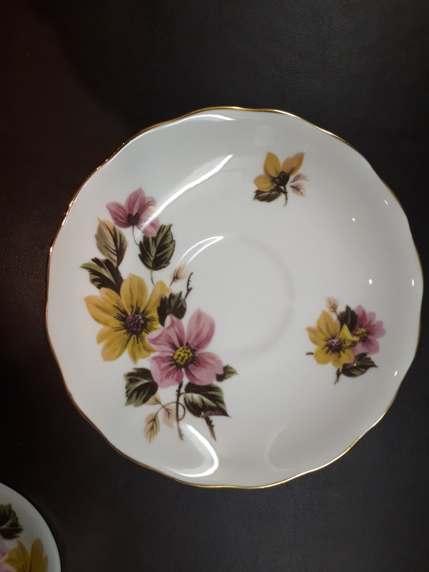 Royal Vale Ridgway Pink and Yellow Floral  Tea Cup & Saucer 8218