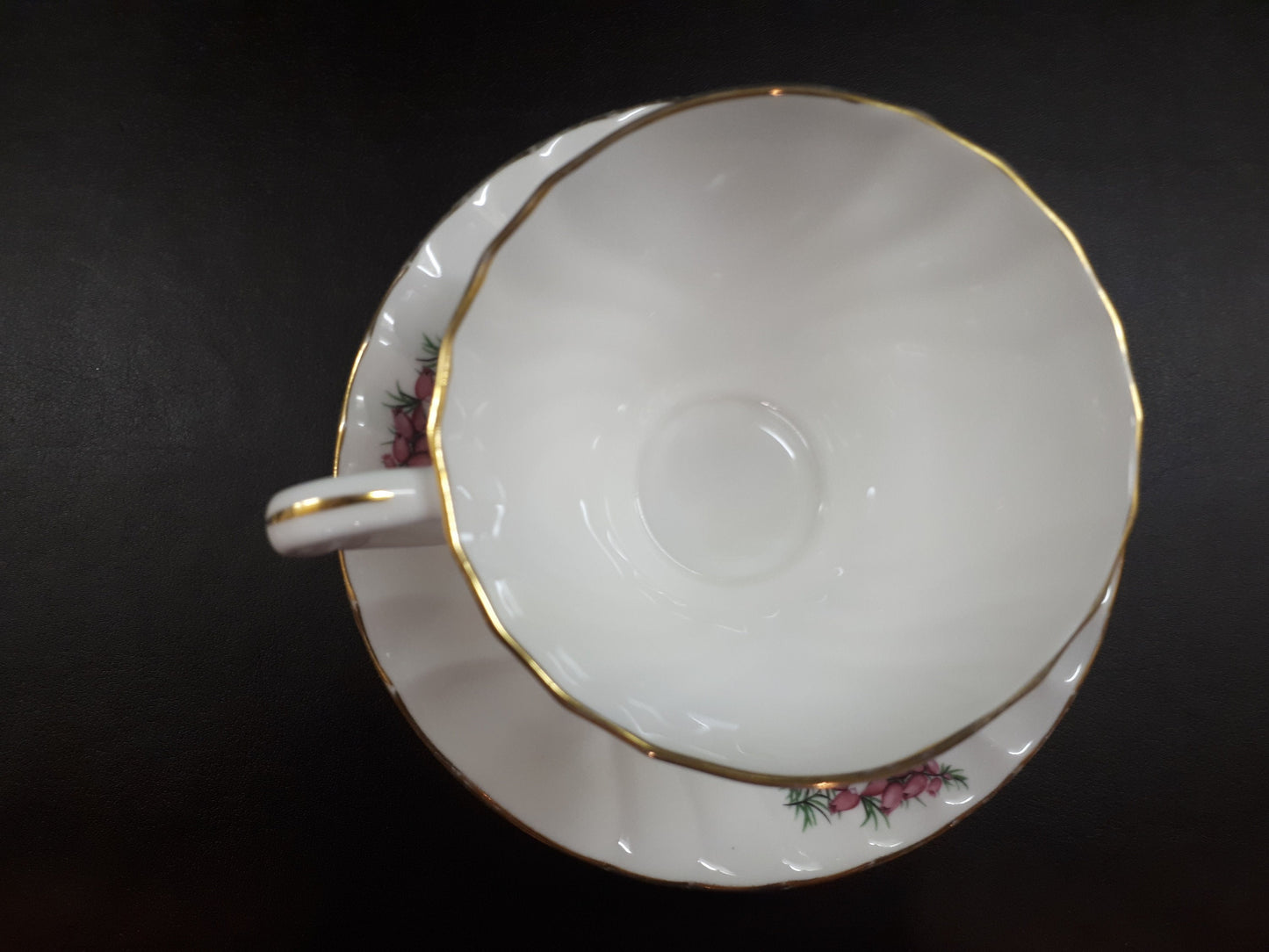 Vintage Royal Vale Teacup and Saucer, Pink Floral England Bone China