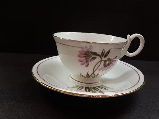 Beautiful Delphine Purple & Pink Flowers tea cup and saucer #1900