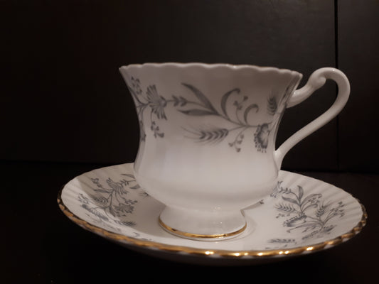 Vintage Paragon beautiful white and grey leaves tea cup and saucer