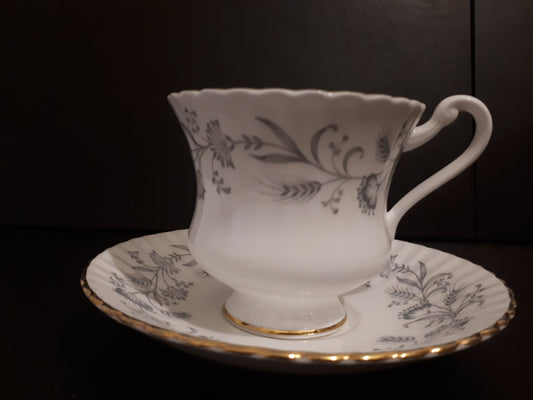 Vintage Paragon Tea Cup and Saucer, White Floral with Gold Trim