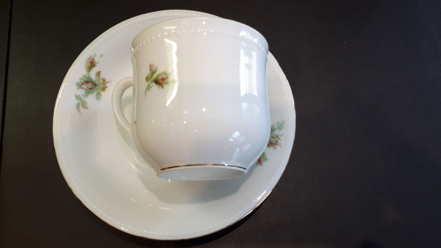 Vintage Germany Tea Cup and Saucer, Pink Rose Buds Design