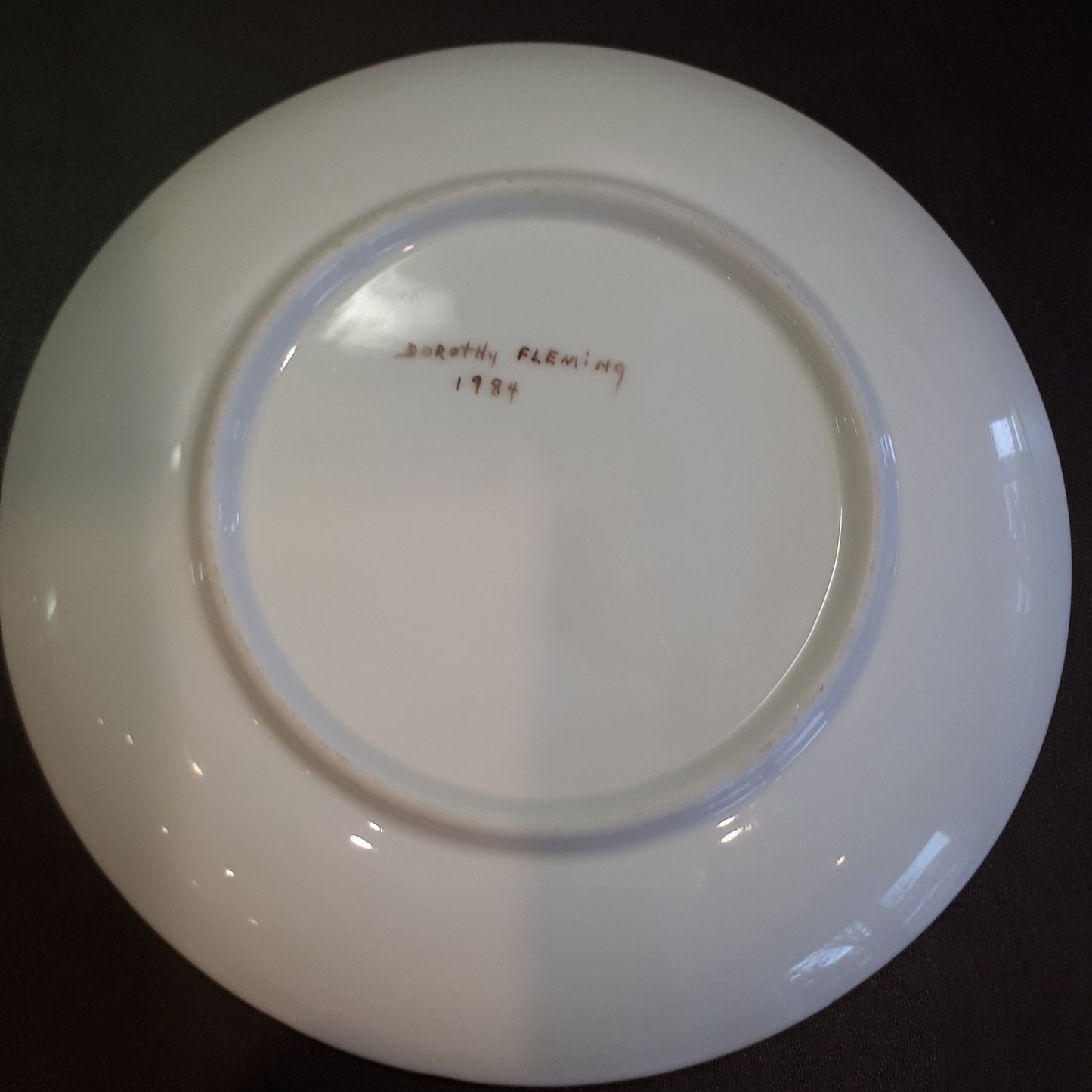 Dorothy Fleming Hand Painted Floral Plate, 1984, 8.25"