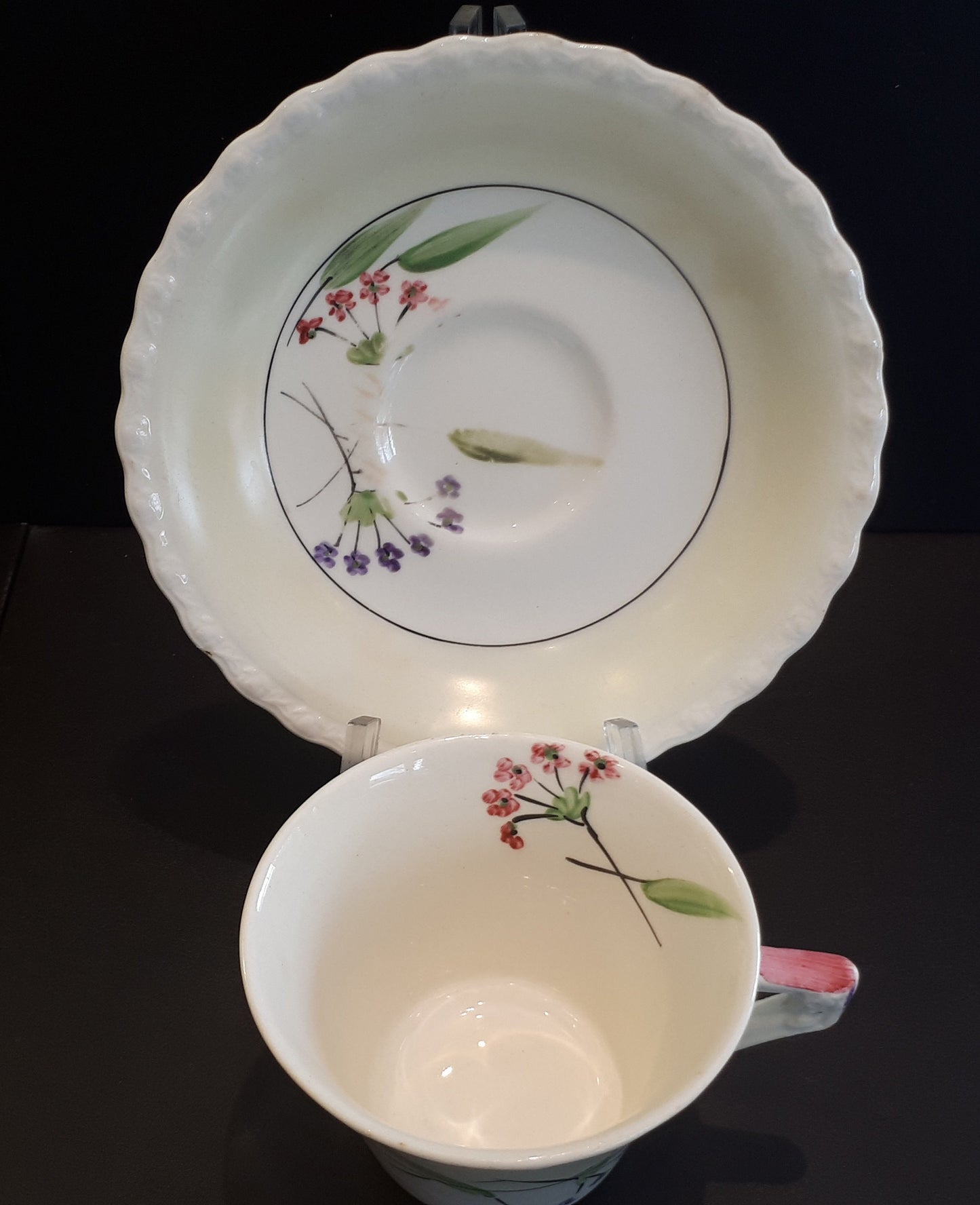 Very Rare Myott, Son & Co. of England Hand Painted Tea Cup and Saucer