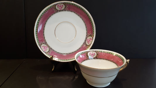 Antique J & G Meakin Newark pattern resembling Vintage Pink teacup and saucer