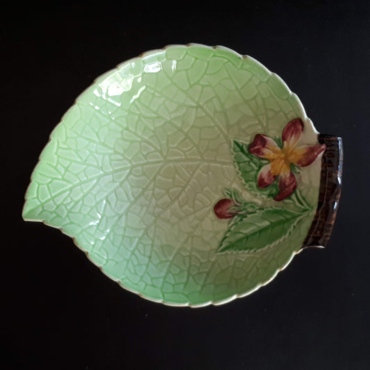 Vintage Carlton ware Green Apple blossom leaf plate dish