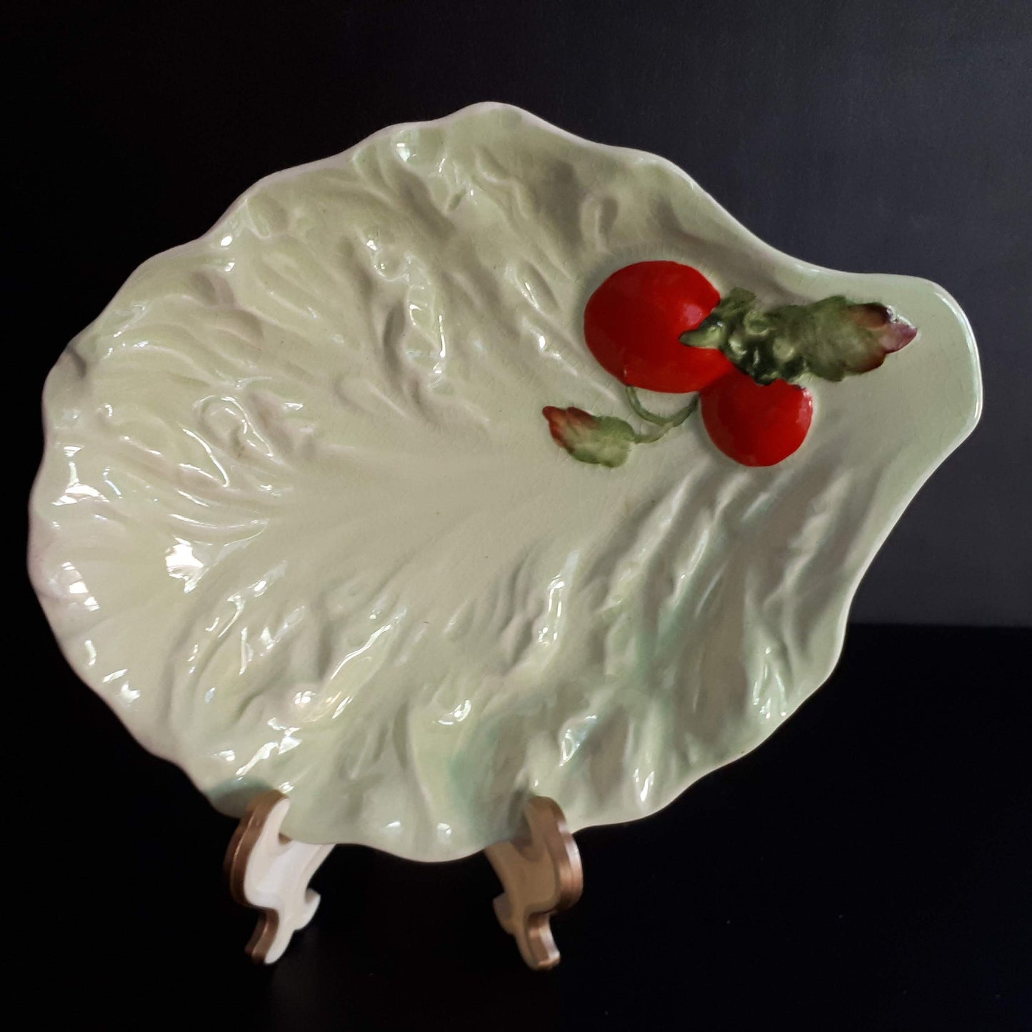 Vintage RARE Carlton ware Cabbage leaf dish with Tomato design