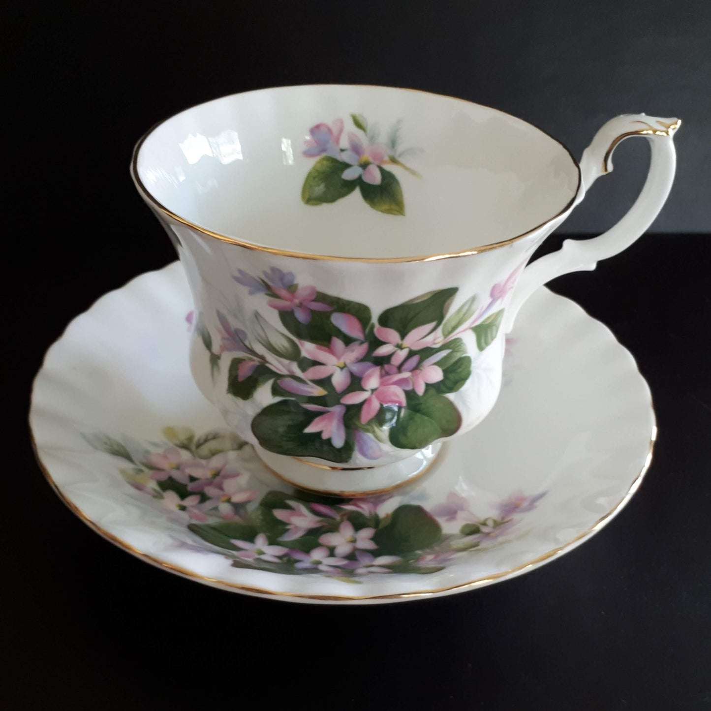 Royal Albert Mayflower Tea Cup Set Pink Flower Gold Bone China