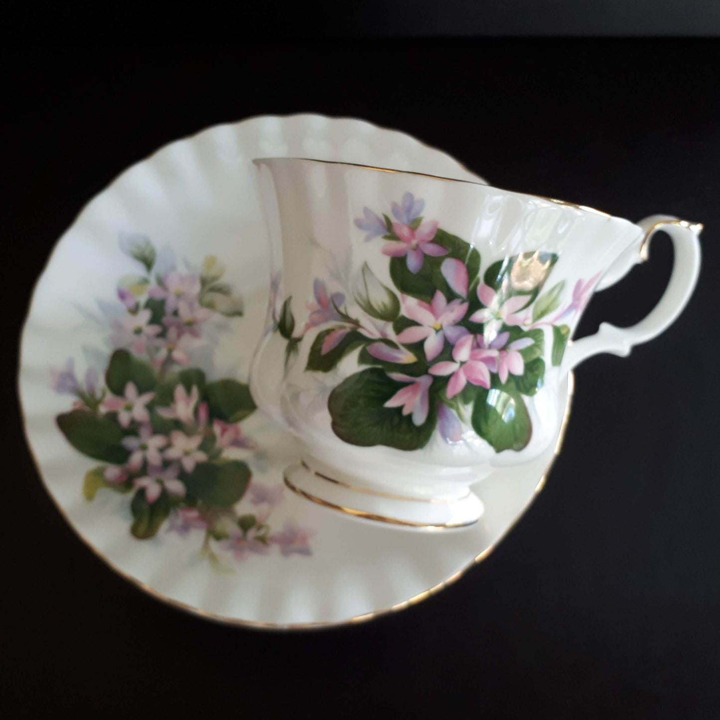 Royal Albert Mayflower Tea Cup Set Pink Flower Gold Bone China