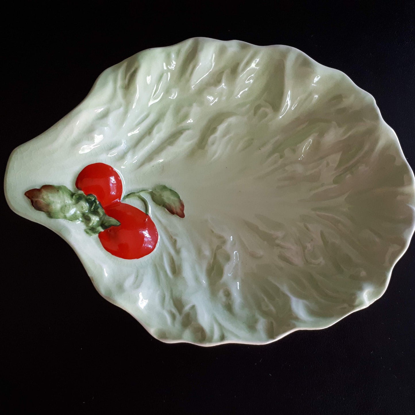 Vintage RARE Carlton ware Cabbage leaf dish with Tomato design