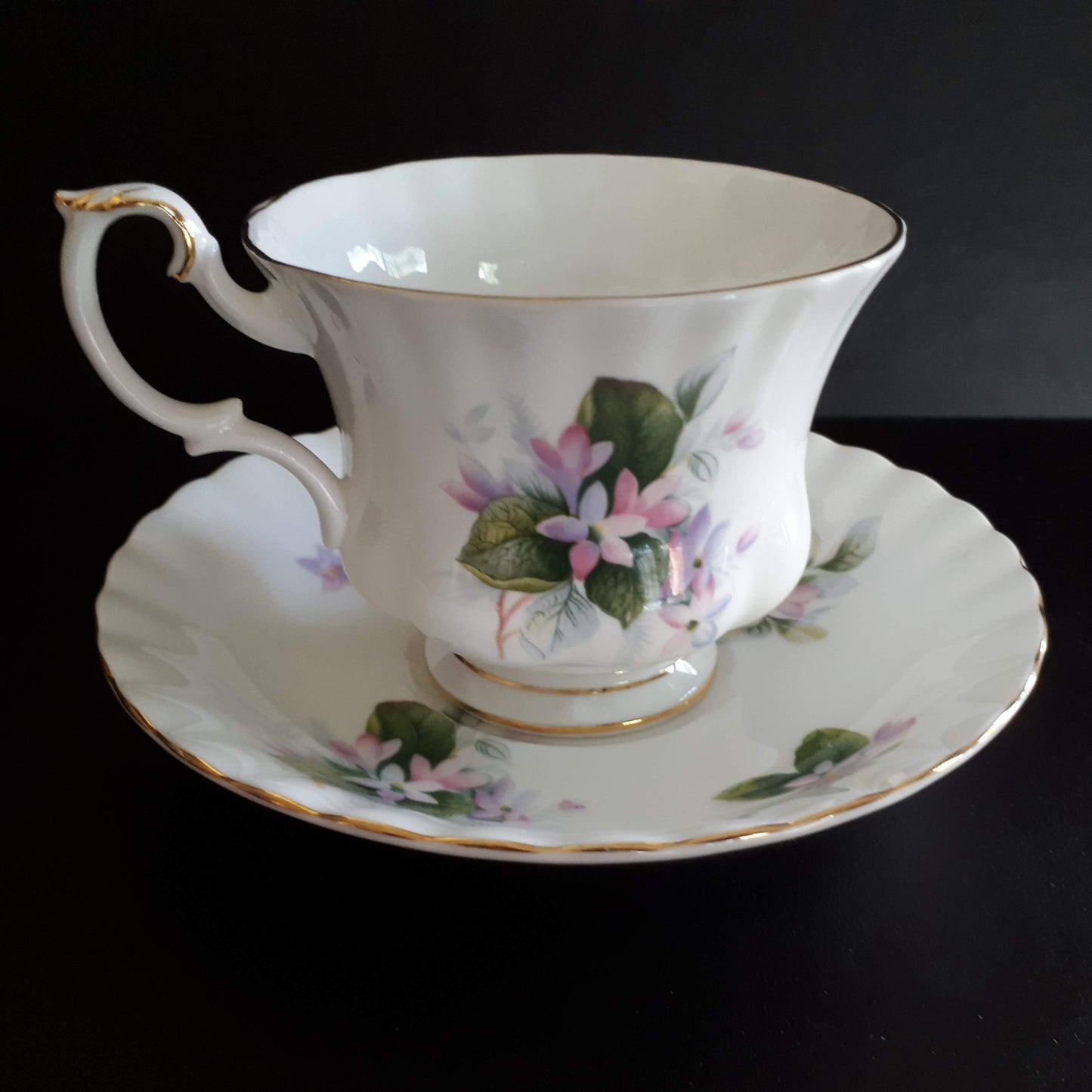 Royal Albert Mayflower Tea Cup Set Pink Flower Gold Bone China