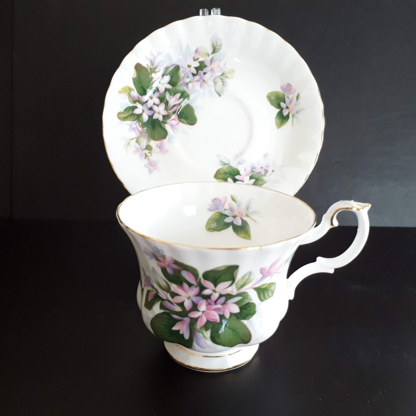 Royal Albert Mayflower Tea Cup Set Pink Flower Gold Bone China