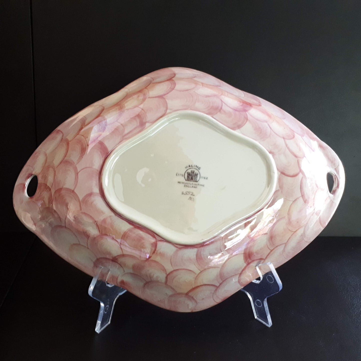 Rare Vintage Art Deco floral Maling Godetia pink Lustre Ware Dish pattern 6552