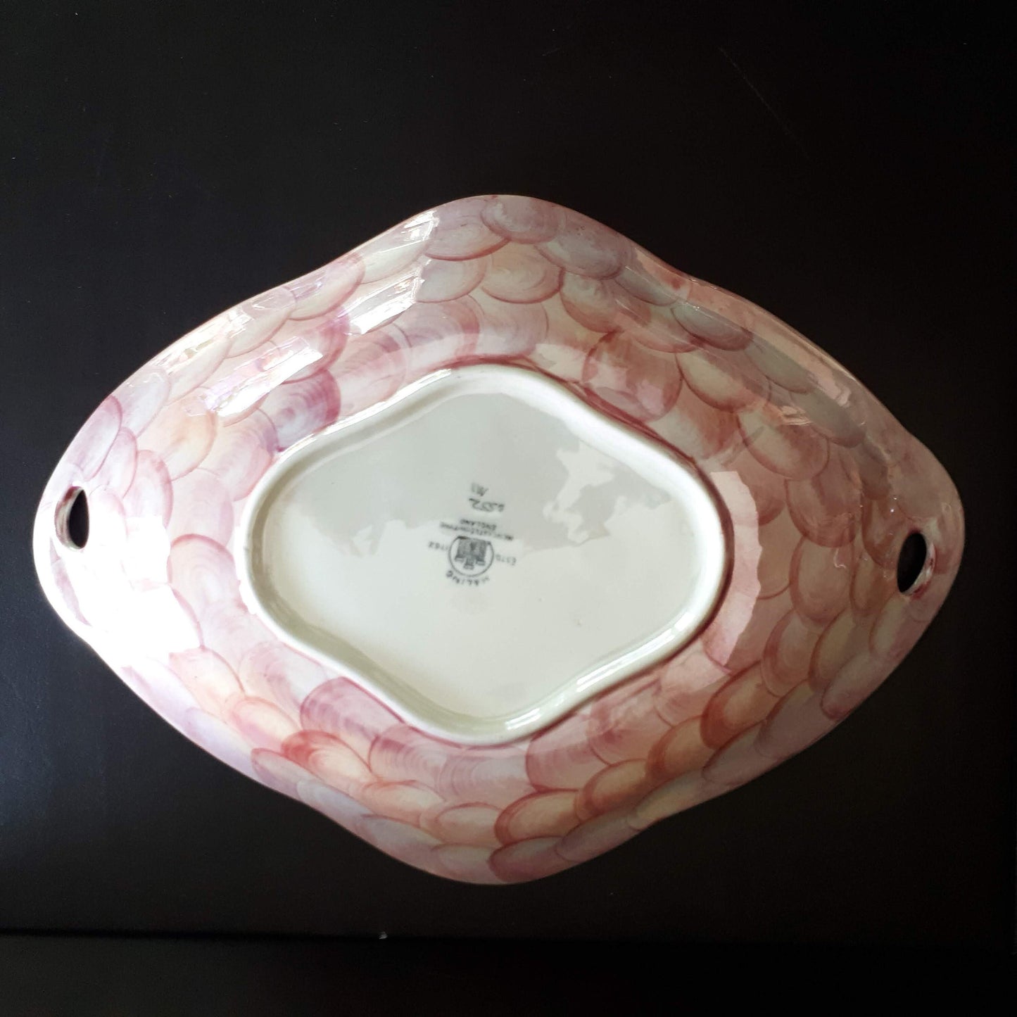 Rare Vintage Art Deco floral Maling Godetia pink Lustre Ware Dish pattern 6552