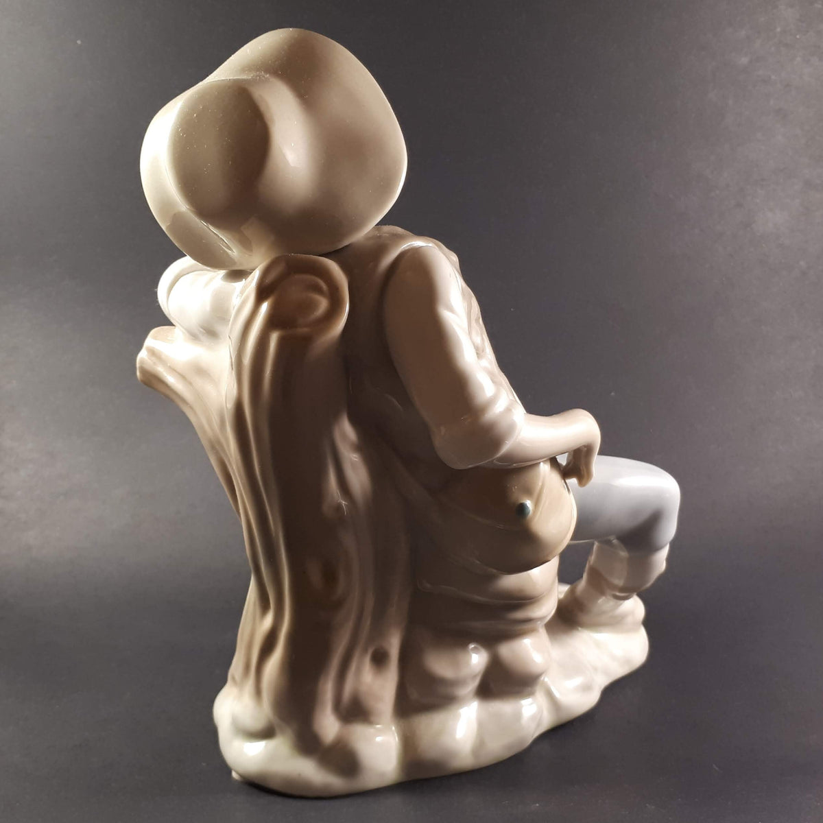 Vintage Tengra Spanish Porcelain Figurine: Sleeping Boy on Tree Trunk