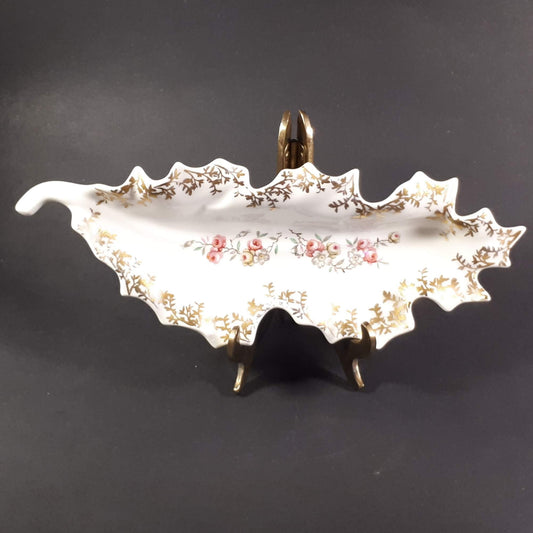 Vintage Birks Porcelain Leaf Trinket Dish, Hand-Painted in France