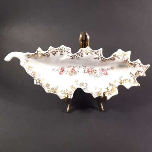 Vintage Birks Porcelain Leaf Trinket Dish, Hand-Painted in France